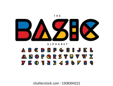 Vector of stylized modern font and alphabet