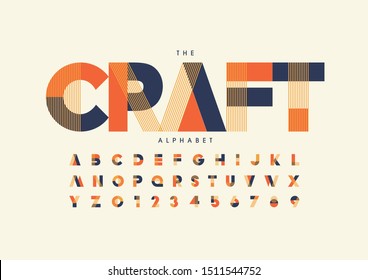 Vector of stylized modern font and alphabet