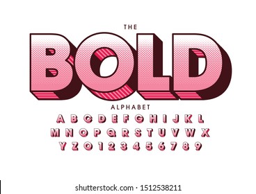 Vector of stylized modern font and alphabet