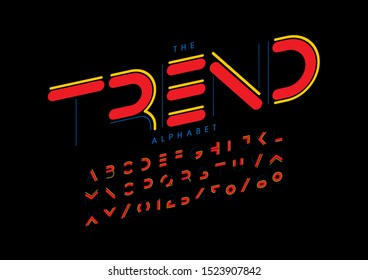 Vector of stylized modern font and alphabet