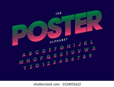 Vector of stylized modern font and alphabet
