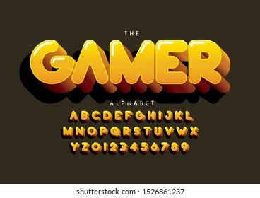Vector of stylized modern font and alphabet