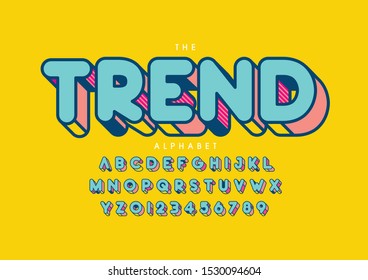Vector of stylized modern font and alphabet