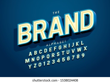 Vector of stylized modern font and alphabet
