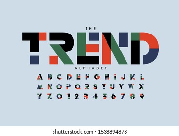 Vector of stylized modern font and alphabet