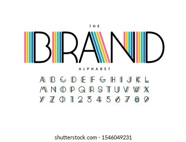 Vector of stylized modern font and alphabet