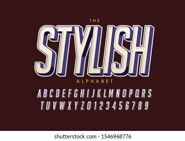 Vector of stylized modern font and alphabet