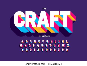 Vector of stylized modern font and alphabet