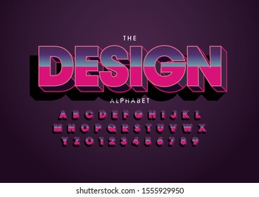 Vector of stylized modern font and alphabet