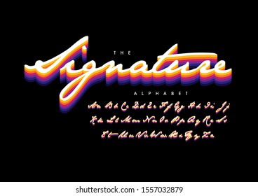 Vector of stylized modern font and alphabet
