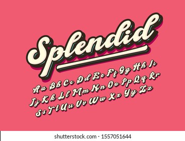 Vector of stylized modern font and alphabet