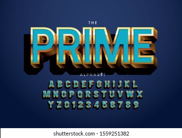 Vector of stylized modern font and alphabet