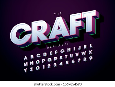 Vector of stylized modern font and alphabet