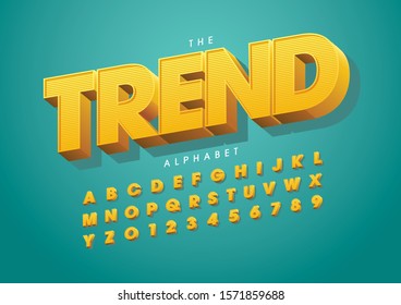 Vector of stylized modern font and alphabet