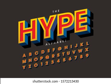 Vector of stylized modern font and alphabet