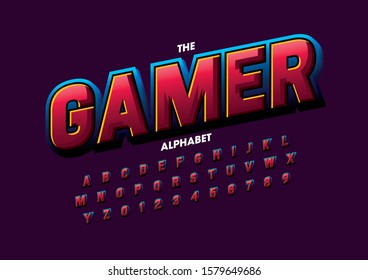Vector of stylized modern font and alphabet