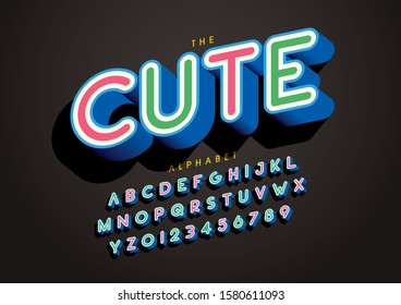 Vector of stylized modern font and alphabet