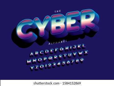 Vector of stylized modern font and alphabet
