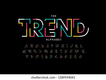 Vector of stylized modern font and alphabet