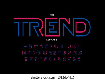 Vector of stylized modern font and alphabet