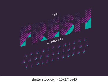 Vector of stylized modern font and alphabet