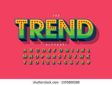 Vector of stylized modern font and alphabet