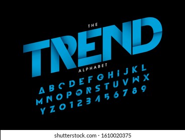 Vector of stylized modern font and alphabet