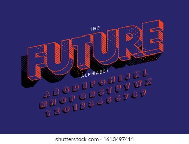 Vector of stylized modern font and alphabet