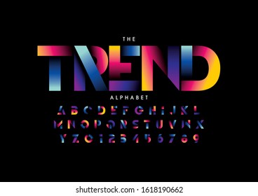 Vector of stylized modern font and alphabet