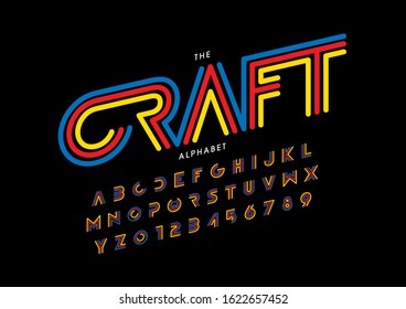 Vector of stylized modern font and alphabet