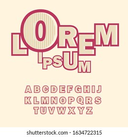 Vector of stylized modern font and alphabet with retro style and vintage color
