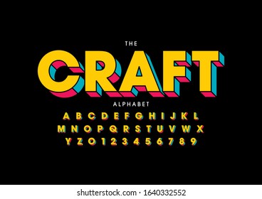 Vector of stylized modern font and alphabet