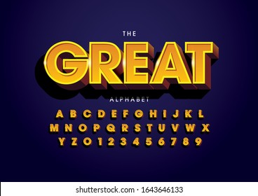 Vector of stylized modern font and alphabet