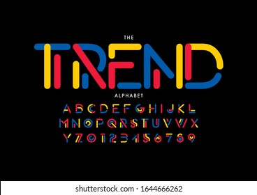 Vector of stylized modern font and alphabet