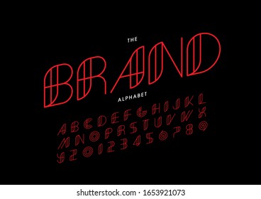 Vector of stylized modern font and alphabet