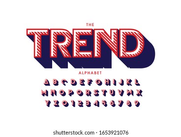 Vector of stylized modern font and alphabet