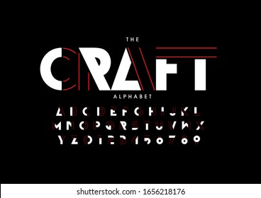 Vector of stylized modern font and alphabet