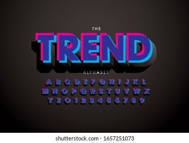 Vector of stylized modern font and alphabet