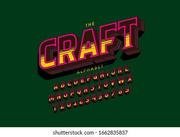 Vector of stylized modern font and alphabet