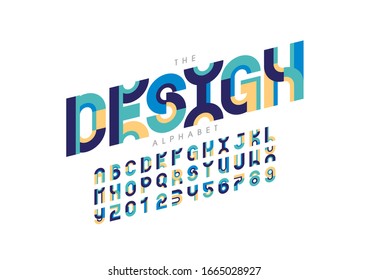 Vector of stylized modern font and alphabet