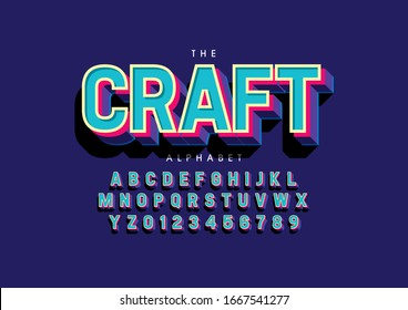 Vector of stylized modern font and alphabet