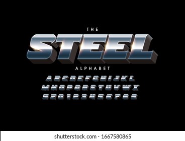Vector of stylized modern font and alphabet