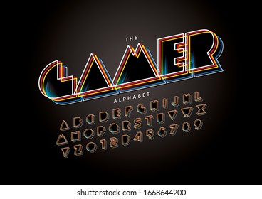 Vector of stylized modern font and alphabet