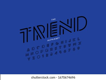 Vector of stylized modern font and alphabet