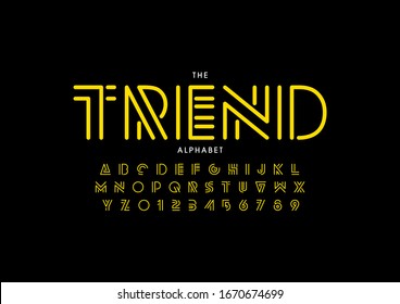 Vector of stylized modern font and alphabet