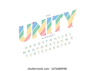 Vector of stylized modern font and alphabet