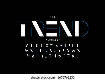 Vector of stylized modern font and alphabet
