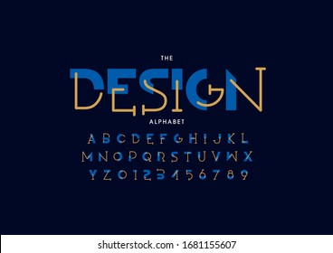 Vector of stylized modern font and alphabet