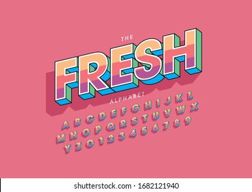 Vector of stylized modern font and alphabet