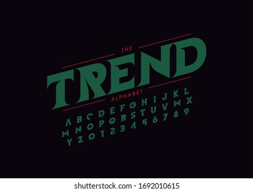 Vector of stylized modern font and alphabet